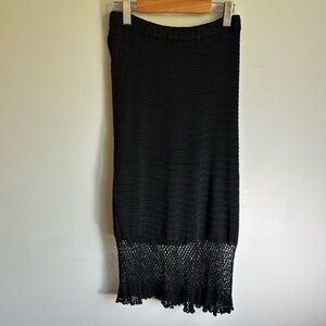 Vintage , crochet skirt black,size small